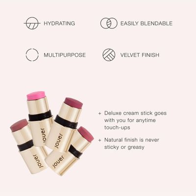 Jouer Blush &amp; Bloom Cheek  Lipstick, Peony - Hydrating Cream Blush Stick for Cheek and Lip Tint - Moisturizing Rose Hip and Squalane Oil Formula