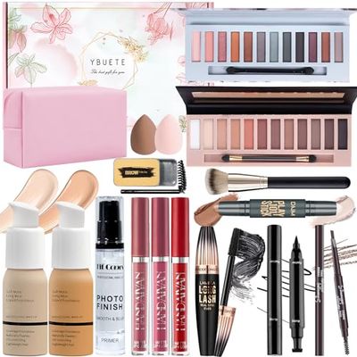 YBUETE Makeup Set, Makeup Set Kit for Women Girls Teen Full Kit, Multipurpose Makeup Set, Professional &amp; Beginner Makeup Kit Include Foundation, Face Primer, Eyeshadow Palette, Cosmetic Bag