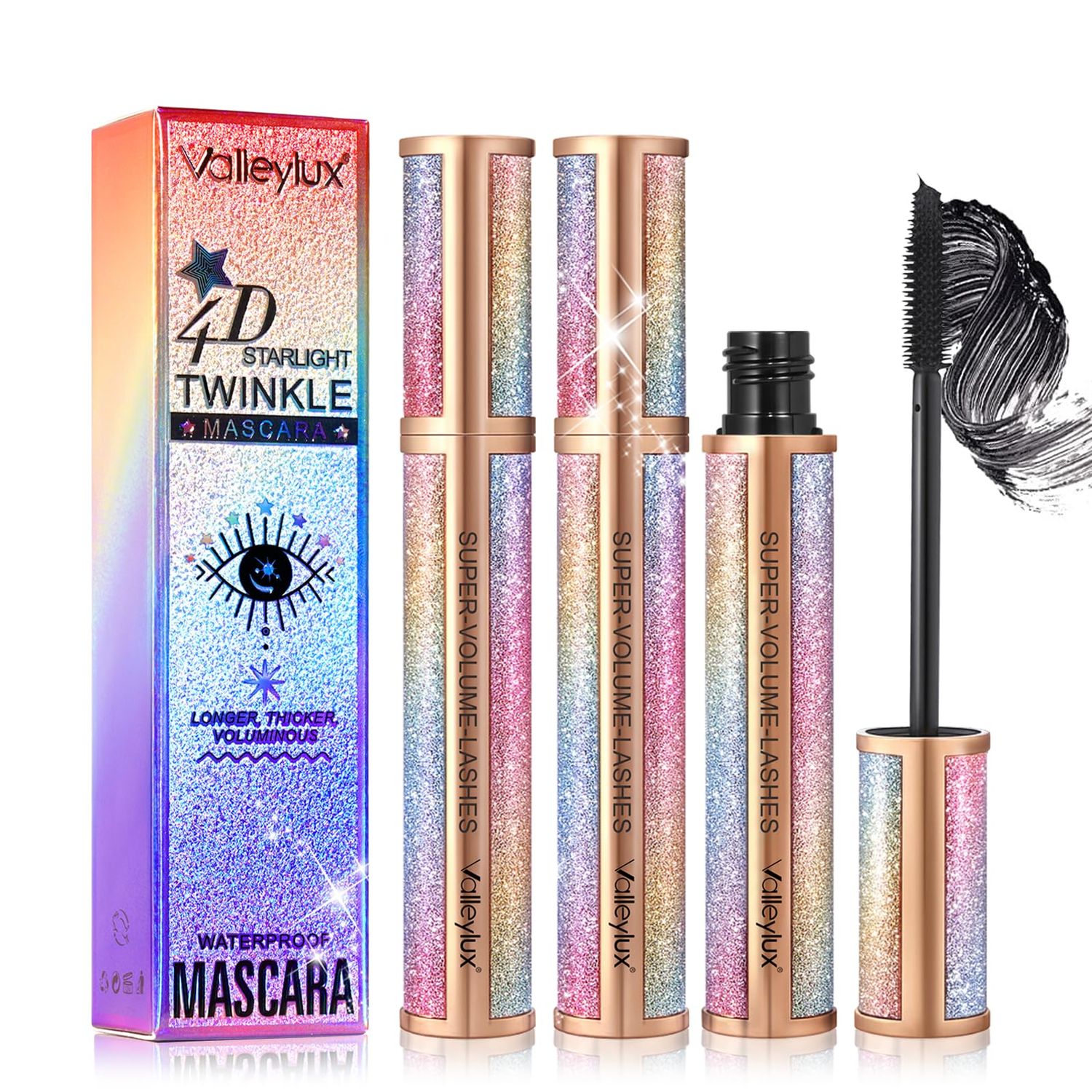 4D Silk Fiber Lash Mascara - Waterproof &amp; Long-Lasting Natural Liquid Eyelash Mascara (2PCS-Starry Sky)