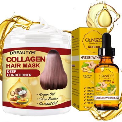 Collagen Hair Treatment Hair Mask &amp; Hair Growth Serum,Deep Conditioner Hydrating Hair Mask for Dry Damaged Hair,Hair Growth Oil for Hair Loss,Natural Hair Regrowth Treatment for Men and Women