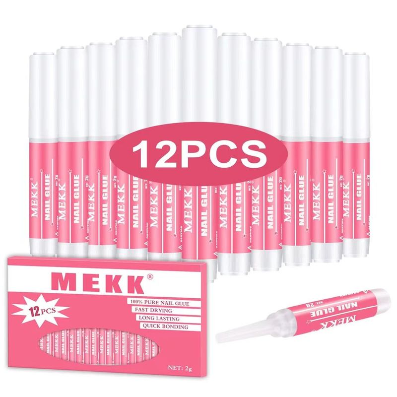 MEKK Nail Glue,Super Strong Nail Glue for Acrylic Nails,Long Lasting Nail Glue for Press Ons,Professional Nail Tip Glue Nail Tech Supplies Adhesive Press On Nail Glue for Nail Tips 0.07OZPCS(12PCS