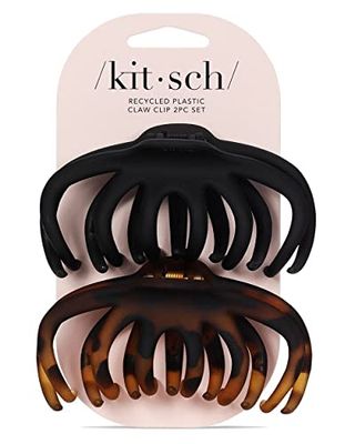 Kitsch Octopus Hair Clips for Women - Large Claw Clips for Thick Hair, Octopus Claw Clip Pack, Large Hair Claw Clips for Thin Hair &amp; Big Hair Clips, Cute Hair Clips for Styling, 2pcs Black &amp; Tortoise