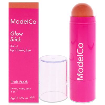 ModelCo Glow Stick 3-In-1 - Multi-Use Cream Color Stick - Hydrating Creamy Formula - Delivers Luminous Color For A Healthy Glow - Buildable Coverage From Sheer To Saturated - Nude Peach - 0.176 Oz