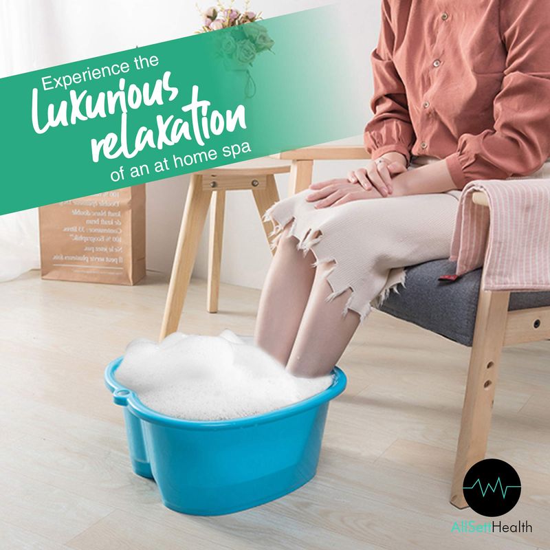 Foot Soaking Bath Basin - Large Size for Soaking Feet | Pedicure and Massager Tub for at Home Spa Treatment | Callus, Fungus, Dead Skin Remover, Blue