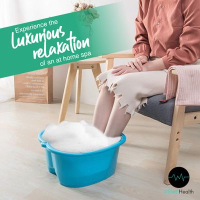 Foot Soaking Bath Basin - Large Size for Soaking Feet | Pedicure and Massager Tub for at Home Spa Treatment | Callus, Fungus, Dead Skin Remover, Blue