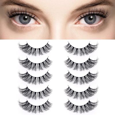 False Eyelashes Wispy with Invisible Thin Band Lashes 10Pair Cat Eye Lashes D Curl Faux Mink Eyelashes For Party and Wedding by EXTENIFY