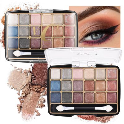 Gireatick Glitter Eyeshadow Palette, 18 Colors Matte Shimmer Eye Shadow, Glitter White Silver Gold Pink Brown Shimmer Eyeshadow Make Up Palette, Nudes Bronze Neutral Smoky Cosmetic Eye Shadows