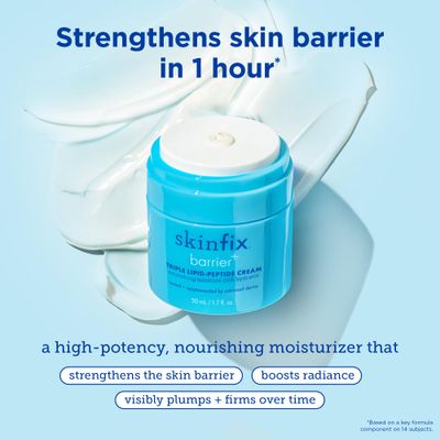 Skinfix Barrier Triple Lipid-Peptide Cream Enriched with Lipids, Peptides, Hyaluronic Acid, and Shea Butter for Brightening, Firming, and Plumping, 1.7 oz