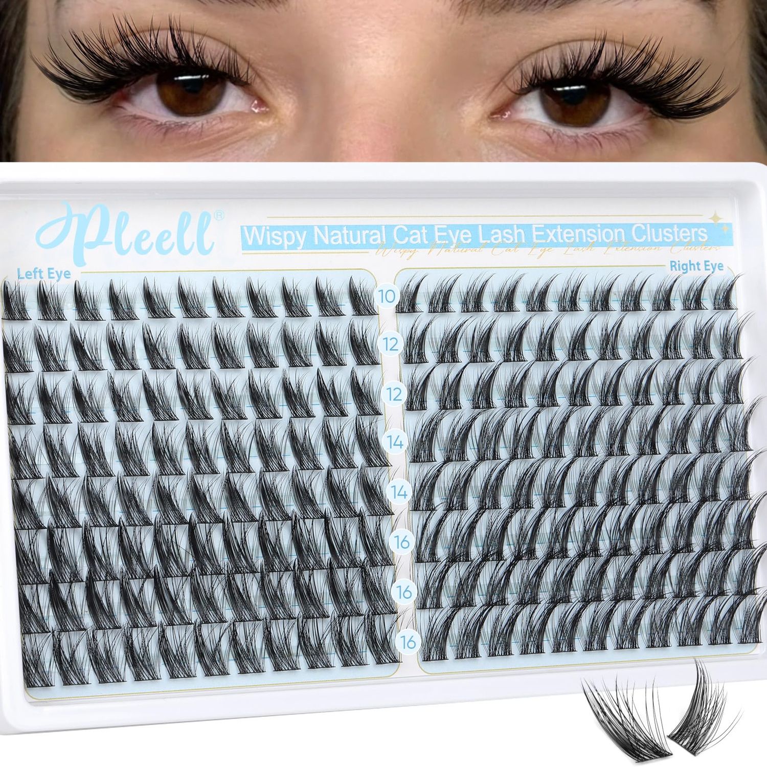 Wispy Lash Clusters Natural Eyelashes Cluster Eyelash Extensions Cat Eye Lash Clusters 176PCS Individual Lashes Clusters C Curl Eyelash Clusters 10-16MM DIY Lash Extension by Pleell