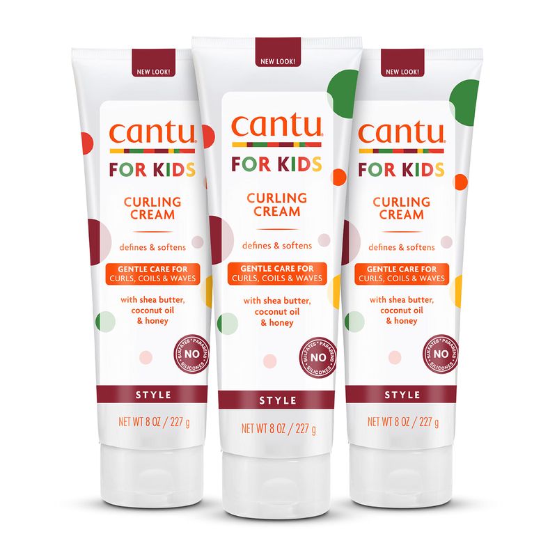Cantu Care for Kids Paraben &amp; Sulfate-Free Curling Cream with Shea Butter, 8 oz (Pack of 3) (Packaging May Vary)