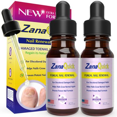 ZanaQuick Extra Strength Toenail &amp; Fingernail Repair Drops - Nail Care Renewal for Thick, Damaged &amp; Discolored Nails - 2 Pack
