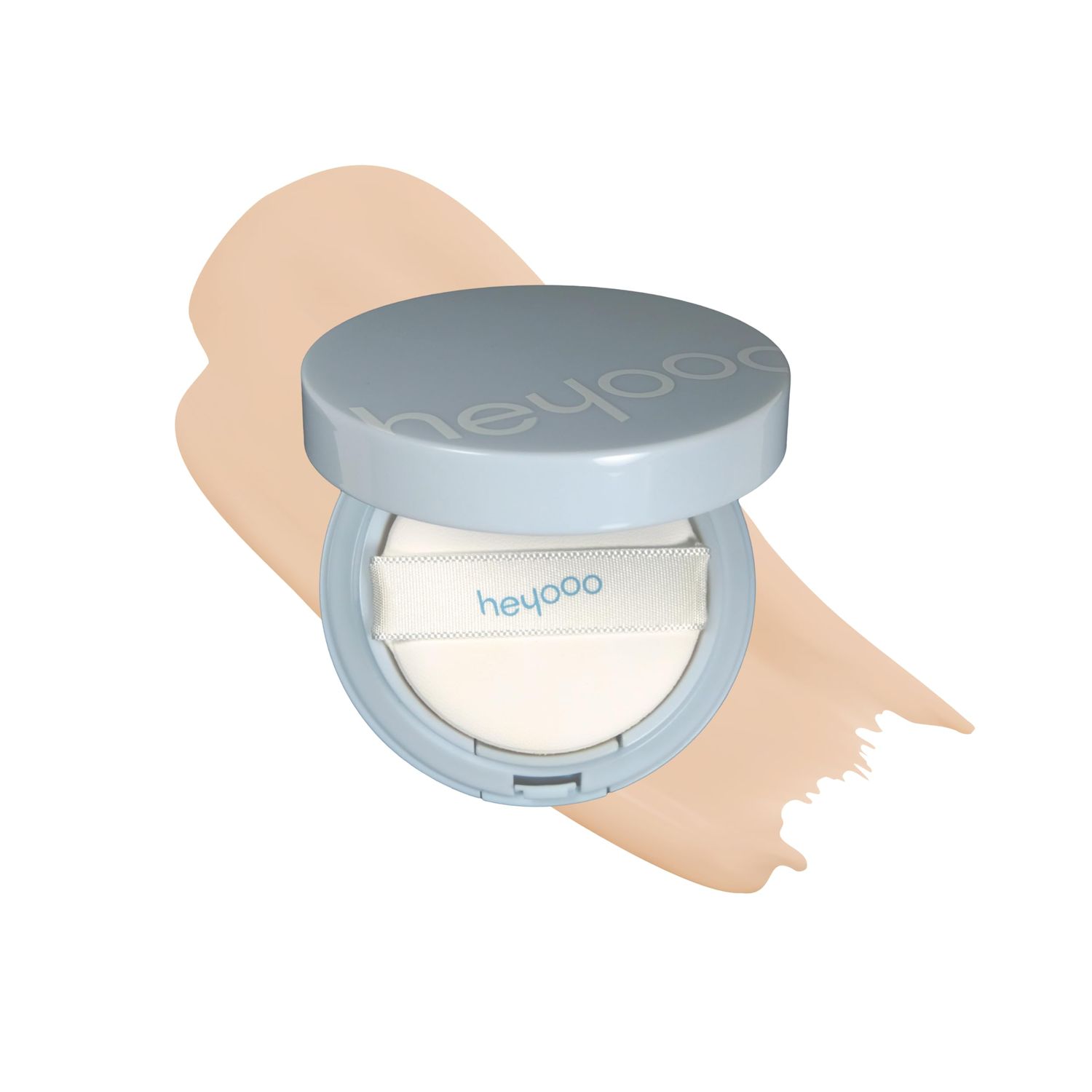 Heyooo Natural Glow Foundation - Light to Medium Coverage Cushion Foundation Makeup with Hyaluronic Acid &amp; Tea Tree Extract - Vegan &amp; Cruelty-Free Cream Foundation - K Beauty - 15g0.52oz - Ivory