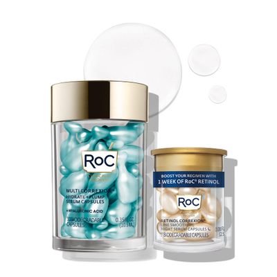 RoC Multi Correxion Hyaluronic Acid Night Serum Capsules (30 CT) for intense hydration  RoC Retinol Capsules (7 CT), Anti-Aging Wrinkle Treatment, Skin Care Set, Stocking Stuffers for Men &amp; Women