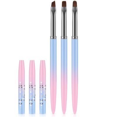 JASSINS Nail Art Clean Up Brushes, 3 Pcs FlatOvalFine Angled Gel Nail Brushes,For Nail Art Design Painting DIY and Cleaning Polish Mistake on the Cuticles (Color)
