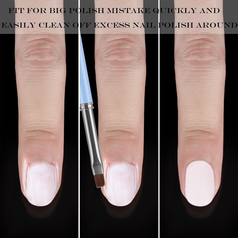 JASSINS Nail Art Clean Up Brushes, 3 Pcs FlatOvalFine Angled Gel Nail Brushes,For Nail Art Design Painting DIY and Cleaning Polish Mistake on the Cuticles (Color)