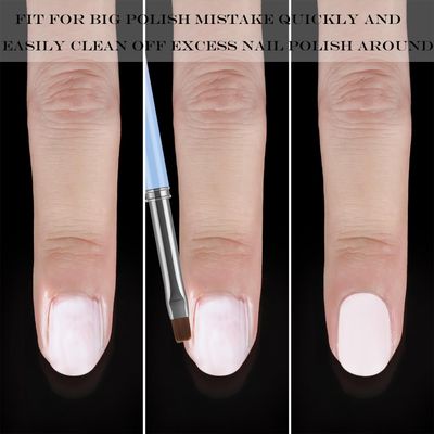JASSINS Nail Art Clean Up Brushes, 3 Pcs FlatOvalFine Angled Gel Nail Brushes,For Nail Art Design Painting DIY and Cleaning Polish Mistake on the Cuticles (Color)