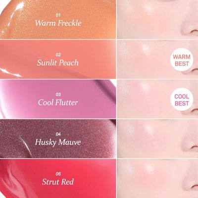 hince Dewy Liquid Cheek 6g Raw Glow Liquid Blush for Cheeks Vegan Dewy Cheek Tint Glass Skin Lightweight Liquid Blush Weightless Watercolor (COOL FLUTTER, LC003)