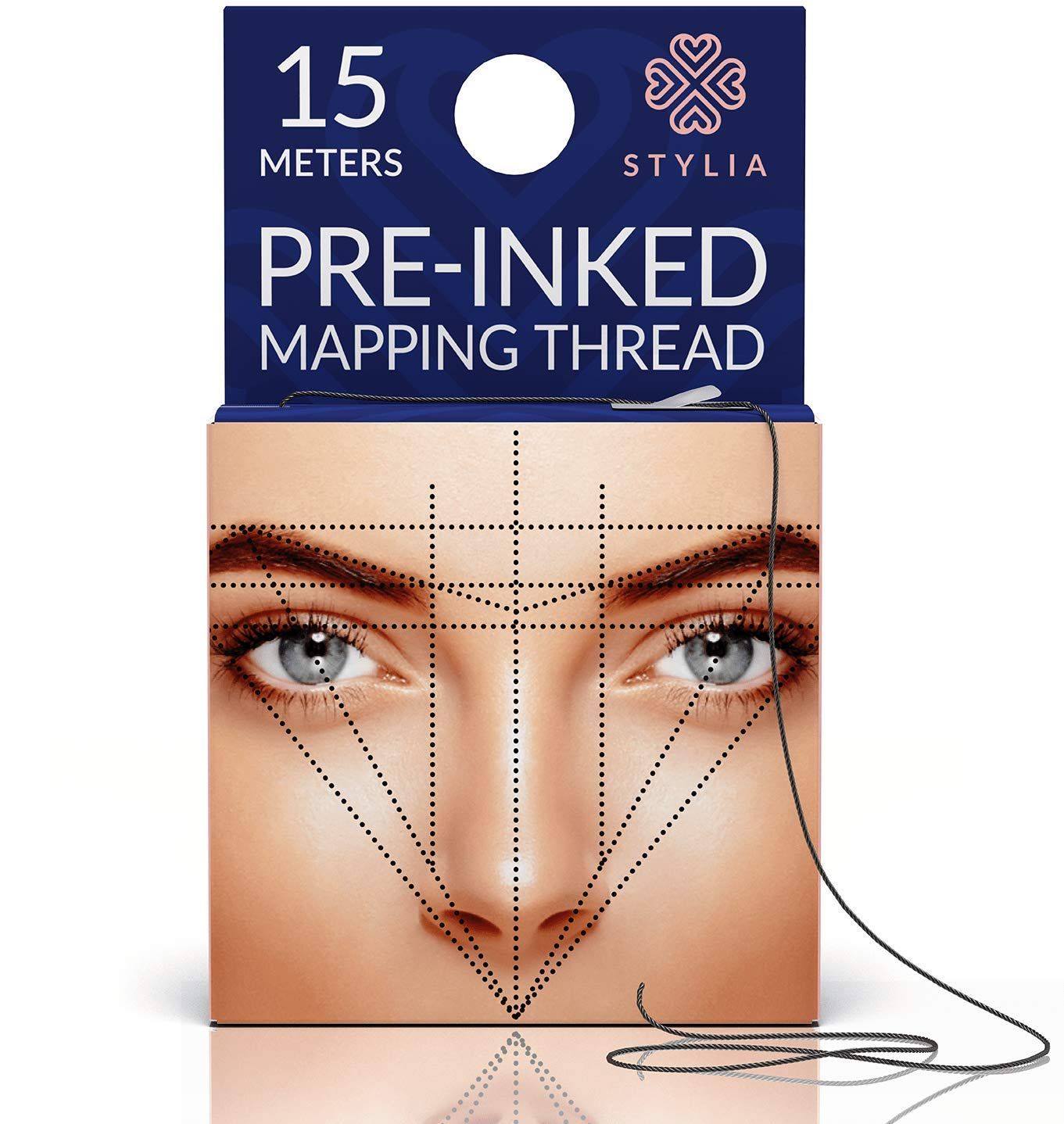 Microblading Supplies Pre-Inked Eyebrow Mapping String - 15 Meters - Ultra-Thin, Mess-Free Thread, Create a Crisp, Spot-on Brow Map Every Time - Hypoallergenic, Cosmetic Grade For Permanent Makeup