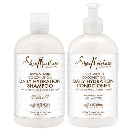 SheaMoisture 100% Virgin Coconut Oil Daily Hydration Shampoo &amp; Conditioner | 13 fl. oz. Each with box