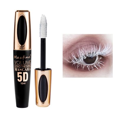 MIESCHER White Mascara for Eyelashes, Waterproof Colored Mascara Long Lasting Eye Lash Mascara 5D Silk Fiber Lash Lengthening Smudge-Proof, Curling, Defining, Volume Color Mascara Makeup Stage Use