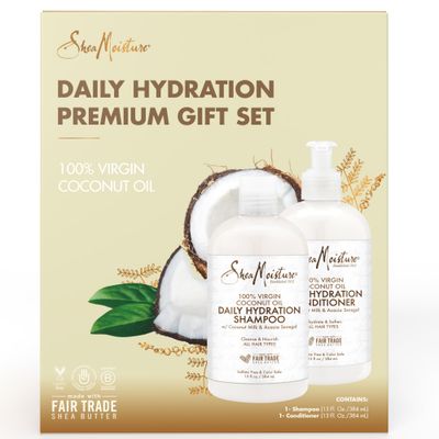 SheaMoisture 100% Virgin Coconut Oil Daily Hydration Shampoo &amp; Conditioner | 13 fl. oz. Each with box