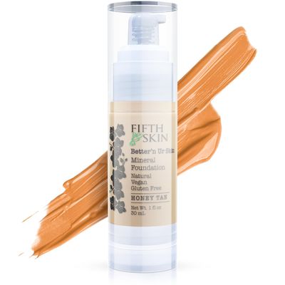Fifth &amp; Skin Bettern Ur Skin Liquid Foundation (HONEY TAN) - Natural, Organic, Vegan, Cruelty-Free - Gluten-Free Beauty with Buildable Coverage and Palm-Free Luxury - 1 oz