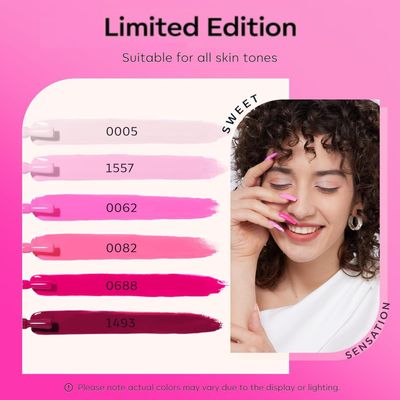 modelones Pink Gel Nail Polish Set 6 Colors, Hot Pink Tones Neon Pink White Shades Magenta Light Soft to Dark 2025 Spring Valentines Day Nail Art Gel Design for Women Girl Nail Lovers Gift Salon DIY