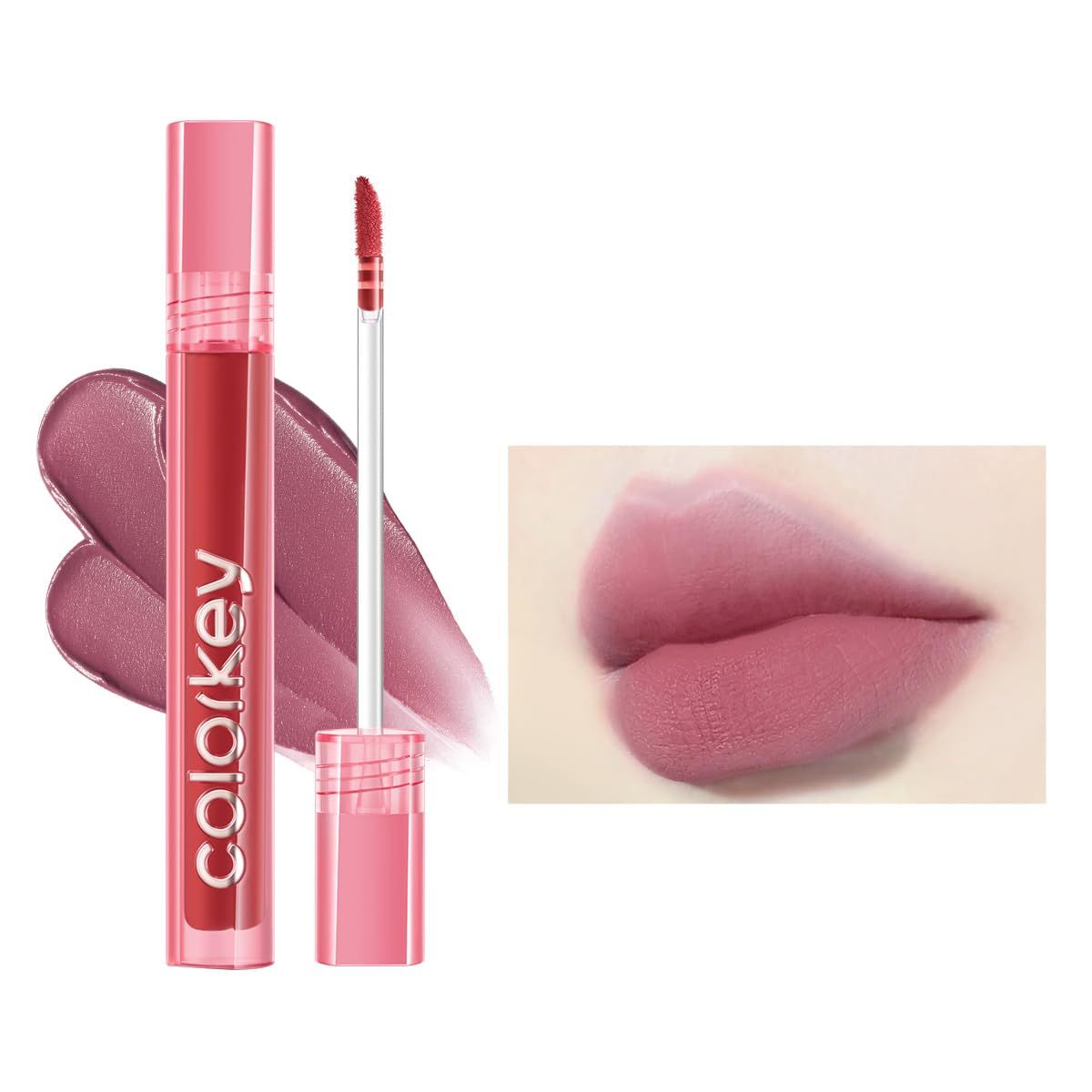 COLORKEY Airy Velvet Lip Tint, Matte Finishs, Longwear Rich Lip Colors, non-sticky, Creamy Soft Texture, Waterproof Lip Stain, Matte Ink Makeup (P226 Gray Rose, 3g)