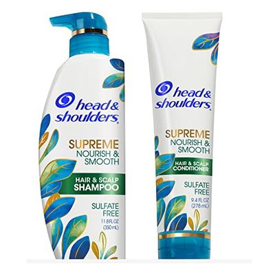 Head &amp; Shoulders Supreme Anti Dandruff Shampoo and Conditioner Set, Sulfate Free, Argan &amp; Jojoba Oil, For Dry Scalp, Nourishes &amp; Smooths, Safe for Color Treated Hair, 11.8 &amp; 9.4 Fl Oz