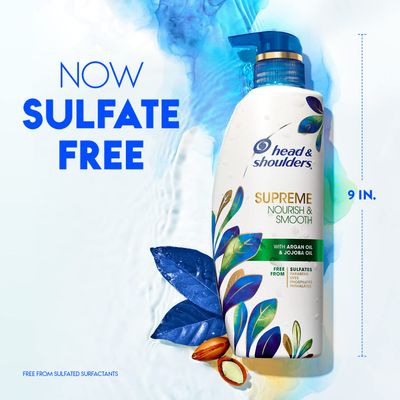 Head &amp; Shoulders Supreme Anti Dandruff Shampoo and Conditioner Set, Sulfate Free, Argan &amp; Jojoba Oil, For Dry Scalp, Nourishes &amp; Smooths, Safe for Color Treated Hair, 11.8 &amp; 9.4 Fl Oz