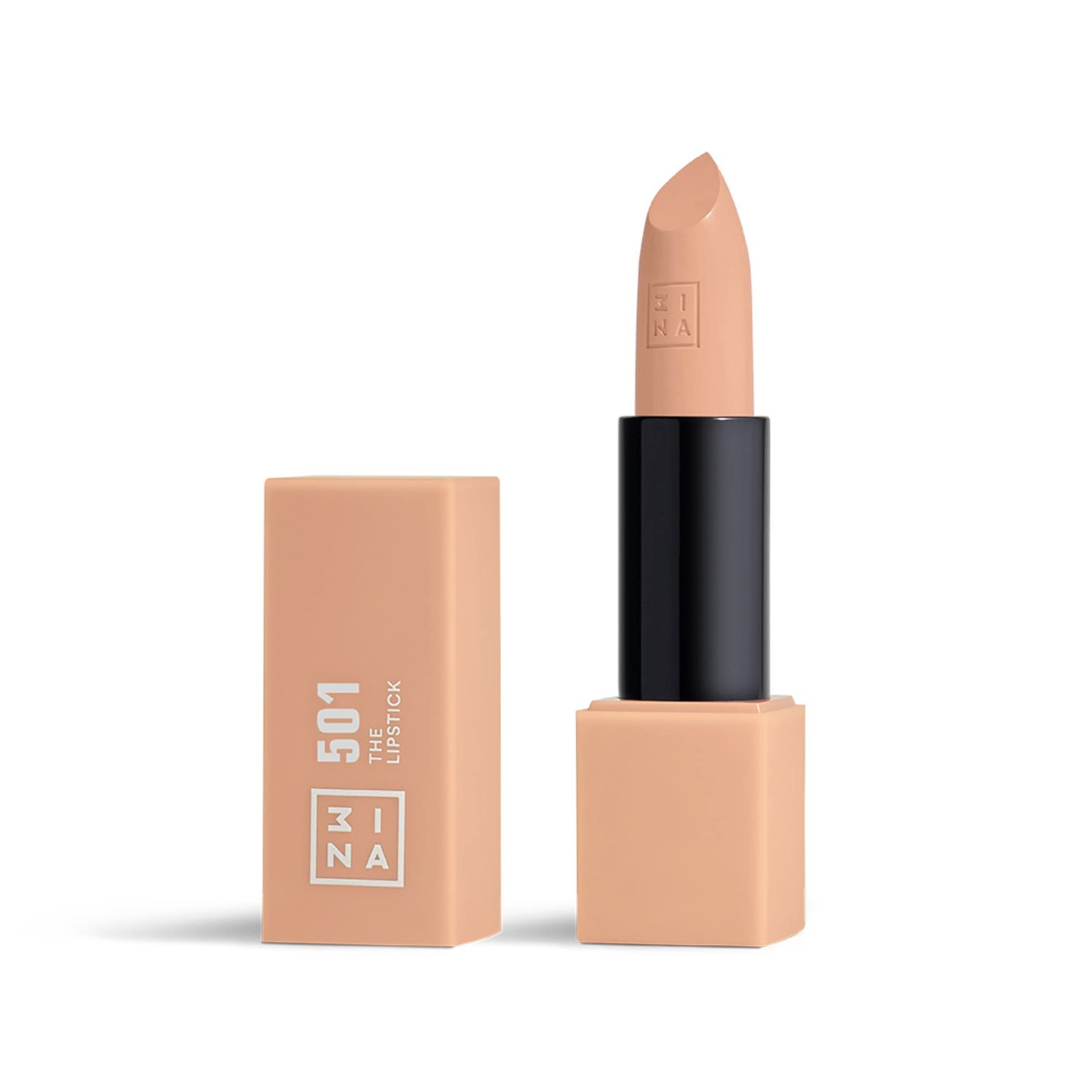 3INA The Lipstick 501 - Outstanding Shade Selection - Matte And Shiny Finishes - Highly Pigmented And Comfortable - Vegan, Cruelty Free Formula - Moisturizes The Lips - Shiny Pink Caramel - 0.11 Oz