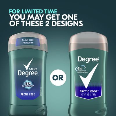 Degree Men Original Deodorant 48-Hour Odor Protection Arctic Edge Deodorant For Men 3 oz, Twin Pack