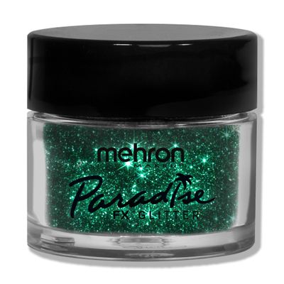 Mehron Makeup Paradise Glitter FX | Professional Cosmetic Glitter for Makeup &amp; Art | Vibrant &amp; Shimmering Loose Glitter .25 oz (7 g) (Green)
