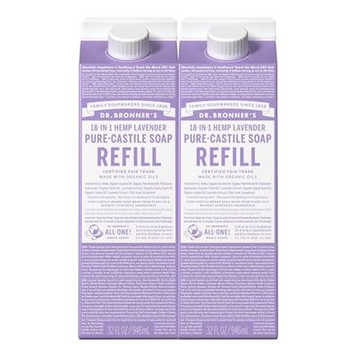 Dr. Bronner&#39;s Pure-Castile Liquid Soap Refill (Lavendar 32oz, Pack of 2)