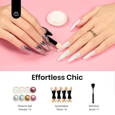 Beetles Chrome Nail Powder Mirror Effect Holographic Aurora Iridescent Pearlescent Manicure Nail Art Decoration Glitter, 8 Colors 1g or 0.5gJar Valentines Day Gifts for Women