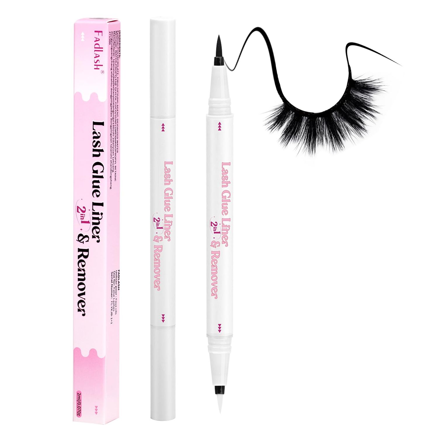 FADLASH 2-in-1 Lash Glue Liner and Remover Eyeliner Lash-Enhancing Eyelash Adhesive Eyeliner Waterproof Makeup Eyeliner Instead of Lash Glue Easy Touch-Up