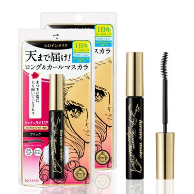 HEROINE MAKE by KISSME Mascara Duo Set | 2 Full-Size - Long &amp; Curl Up Waterproof Mascara, Japanese Lengthening &amp; Volume Fiber Tubing Eye Makeup, Black