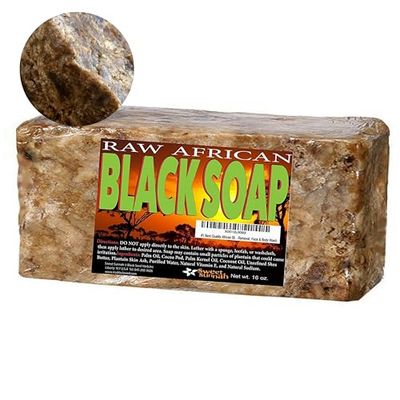 Premium African Black Soap - Pure 1 pound Bulk. Raw Organic Soap for Acne, Dry Skin, Rashes, Burns, Scar Removal, Face &amp; Body Wash, From Ghana West Africa - Authentic African Moisturizer