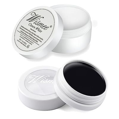 Wismee Black  White Face Body Paint,Halloween Cosplay SFX Makeup Clown Joker Zombie Vampire Costume Fantasy Makeup Foundation Fancy Dress Up Cosmetics Set Oil Painting Art