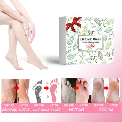 Lanwexy Bath Foot Bombs, 16 Pack Foot Soak with Bath Salt and Tea Tree Oil. Organic Natural Handmade Aroma Pure Essential Oil Bubble Foot Balls for Foot Callus, Dry Cracked, Stubborn Foot Odor Scent.