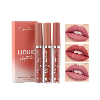 3 Colors Matte Liquid Lipstick Sets , Matte liquid Long-Lasting Wear Non-Stick Cup Not Fade Waterproof Lip Gloss Lip Stain for Makeup Collection - Nourishing Lipstick with a Matte Finish (Light Red)