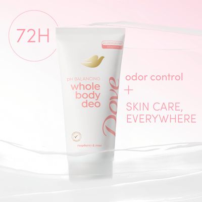 Dove Whole Body Deodorant Aluminum Free pH Balancing Cream Raspberry &amp; Rose for 72h Odor Control 2.5 Oz