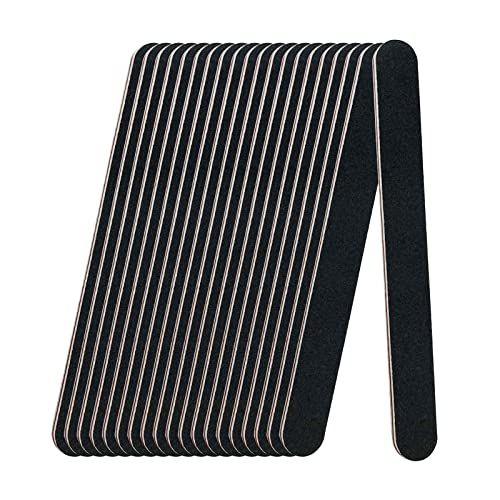 20 Pack 100180 Grit Nail Files, Black Professional Reusable Emery Boards Nail File, Manicure Tool Suitable for Both Acrylic and Natural Nails