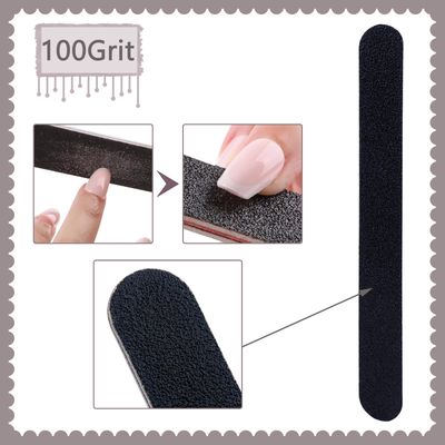 20 Pack 100180 Grit Nail Files, Black Professional Reusable Emery Boards Nail File, Manicure Tool Suitable for Both Acrylic and Natural Nails