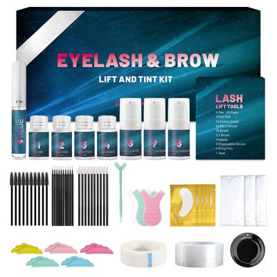 NAOLVE Lash Lift Kit &amp; Brow Lamination Kit 4 IN 1, Eyebrow Lamination Kit with Black, Professional Eyelash Lifting Kit, Eyelash Perm Kit with All Tools, Lasts for 8 Weeks, Easy to Use, for Home Salon