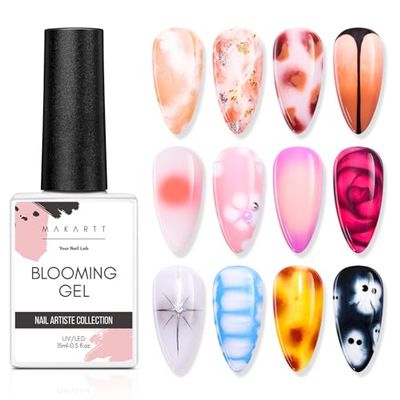 Makartt Clear Blooming Gel 15ml UV LED Soak Off Nail Art Polish for Spreading Effect Marble Nail Polish Gel Paint Nail Designs for DIY Color Flower Watercolor Magic Beauty Gift