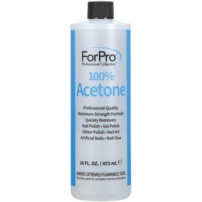 ForPro Professional Collection 100% Pure Acetone, Professional Nail Polish Remover for Natural, Artificial, Acrylic &amp; Sculptured Nails, Removes Gel Polish, Nail Glue, Nail Art &amp; Glitter, 16 fl. oz.