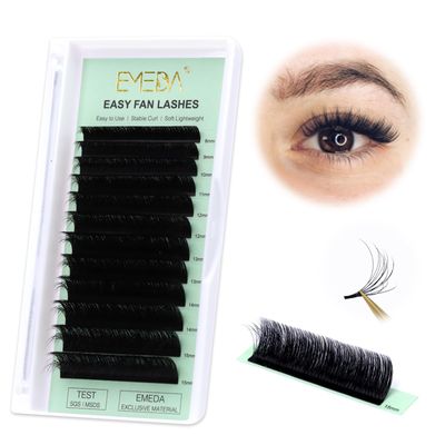 EMEDA 3D Effect Easy Fan Volume Lash Extensions Easy Fan 2D10D Eyelash Extension D Curl 0.05 8-15mm Mixed Tray (3D Effect 0.05 D MIX8-15mm)
