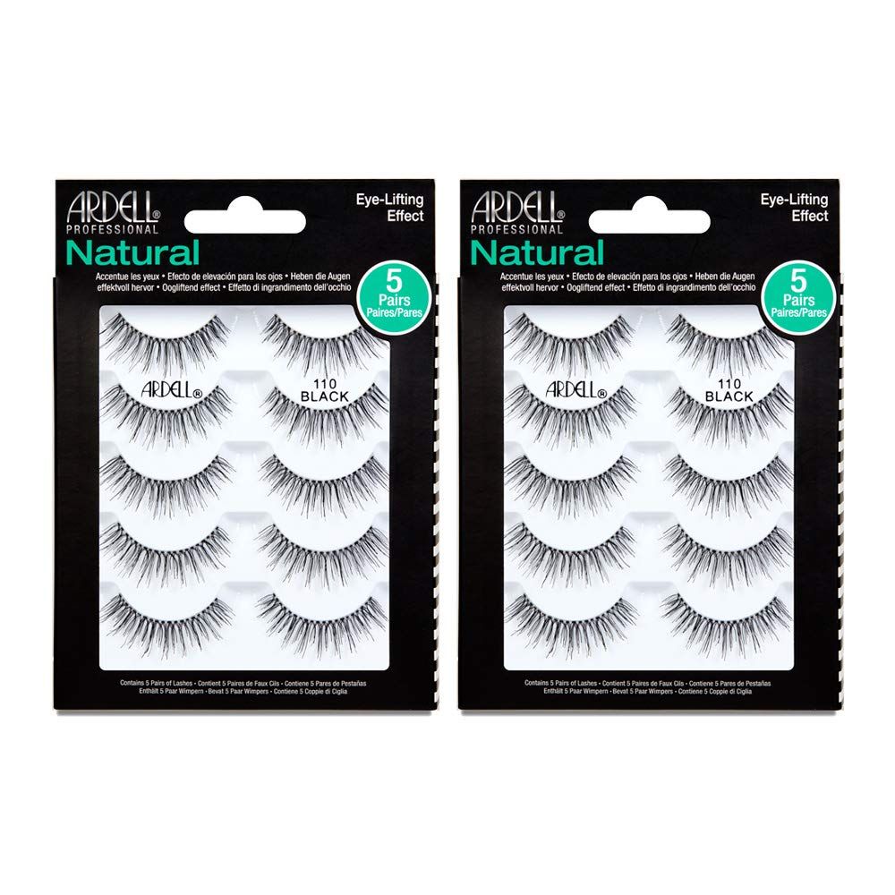 Ardell False Eyelashes 110 Black - Easy Application, Eye Makeup, Natural Look Strip Lashes - 5 Pairs x 2 Pack