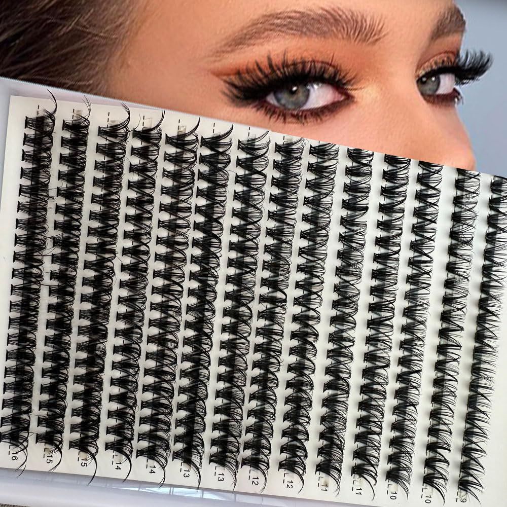 Aorbige Lash Extension Kit DIY 280pcs Individual Eyelash Extension Kit 0.07D 9-16MIX 30D 40D 60D 80D Cluster Lashes Kit Lash Extensions Super Thin &amp; Soft Lashes Reusable (40D, D-0.07-9-16MIX)